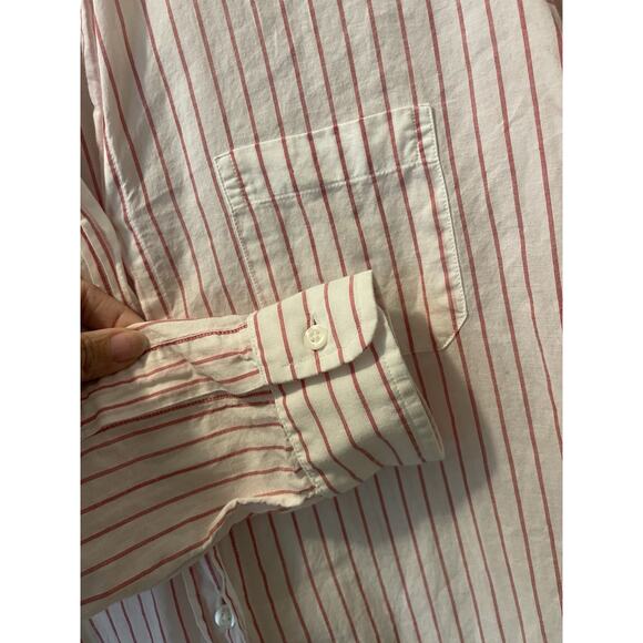 Frank & Eileen Grayson Hero Stripe Cotton Button up Shirt White Pink Sz 2 Small - Picture 5 of 10